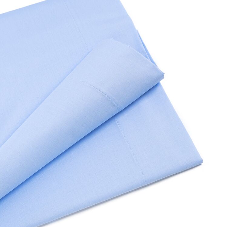 drap plat poly coton bleu