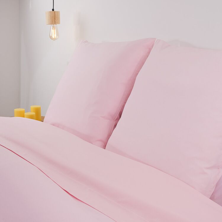 linge de lit en coton polyester rose