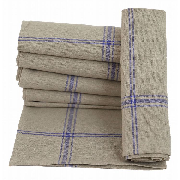 Lot De 6 Torchons MÉTIS Lin-Coton BRASSERIE | 65% Lin, 35% Coton, 81x55 Cm | Rouge