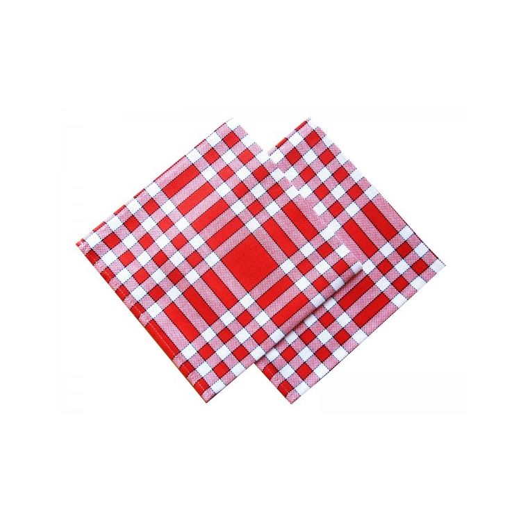 Lot de 2 serviettes de table carreaux normands rouge NELLY