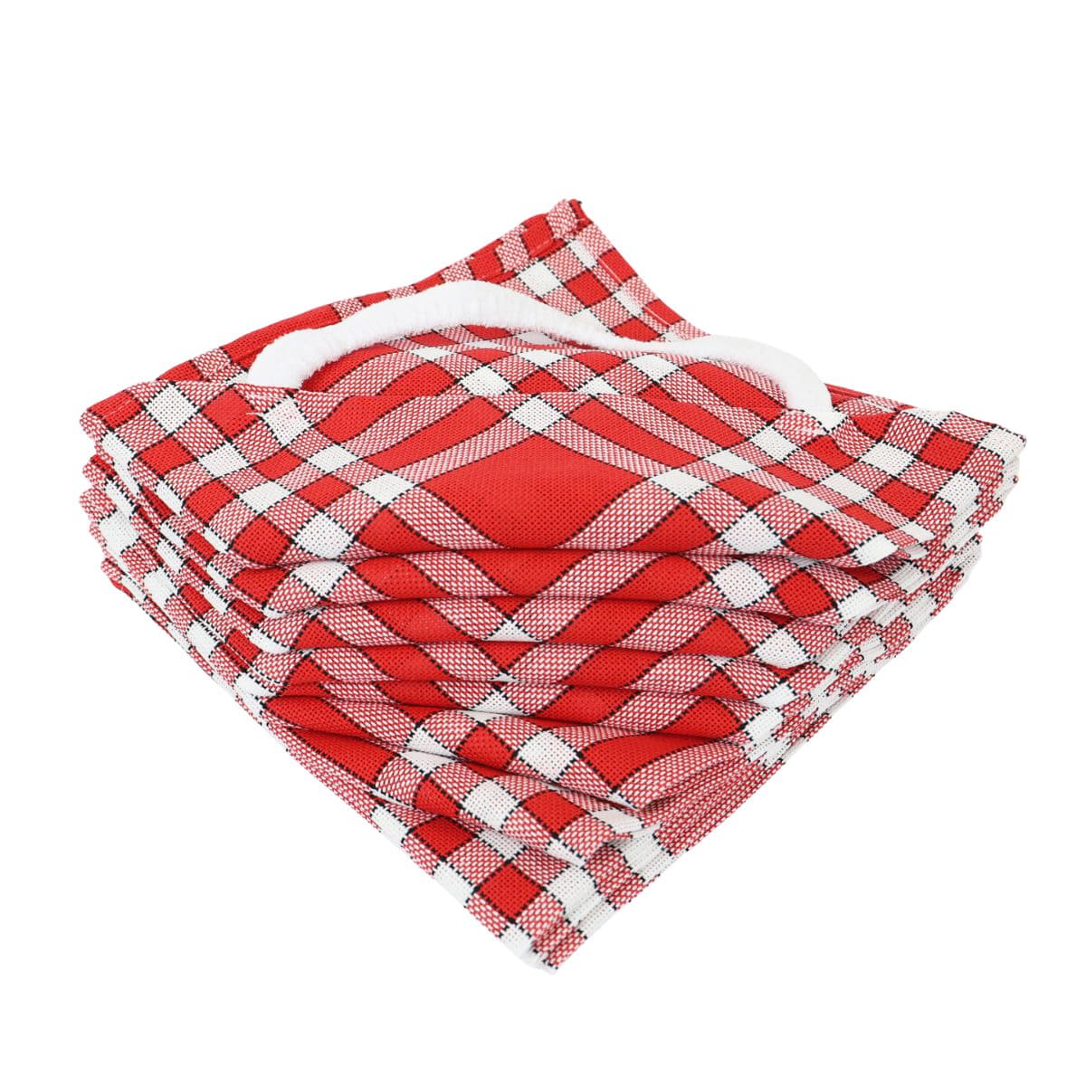 Lot de 10 bavoirs coton carreaux vichy CLEAN - Rouge