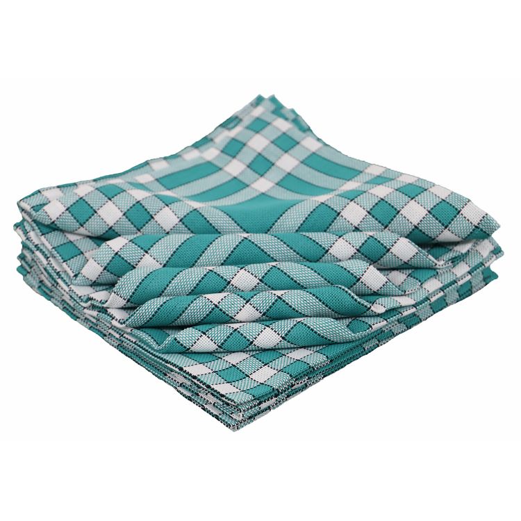 Lot de 10 serviettes de table carreaux vichy normand vert NELLY