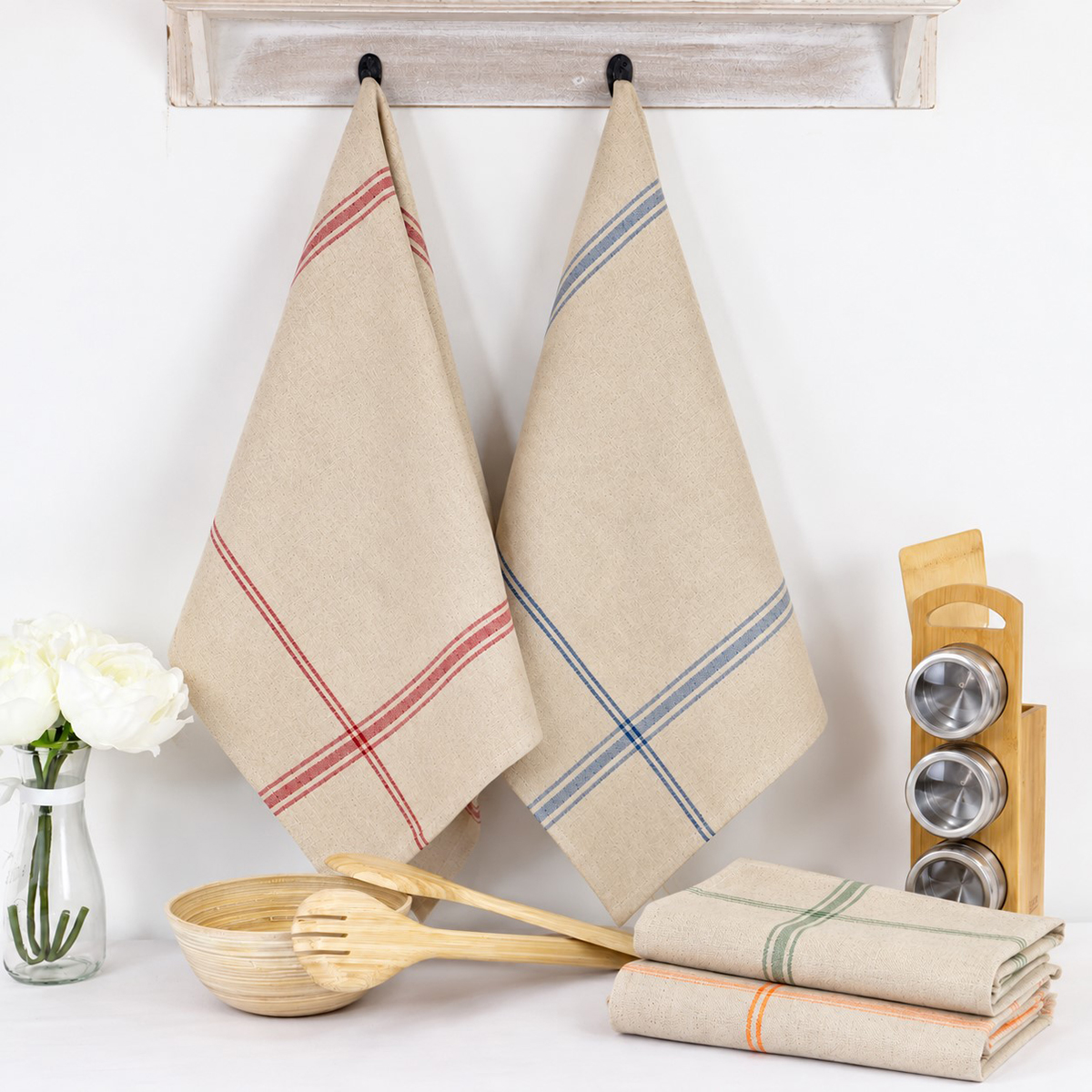 Lot de 2 torchons de cuisine pur Lin NORMANDIE