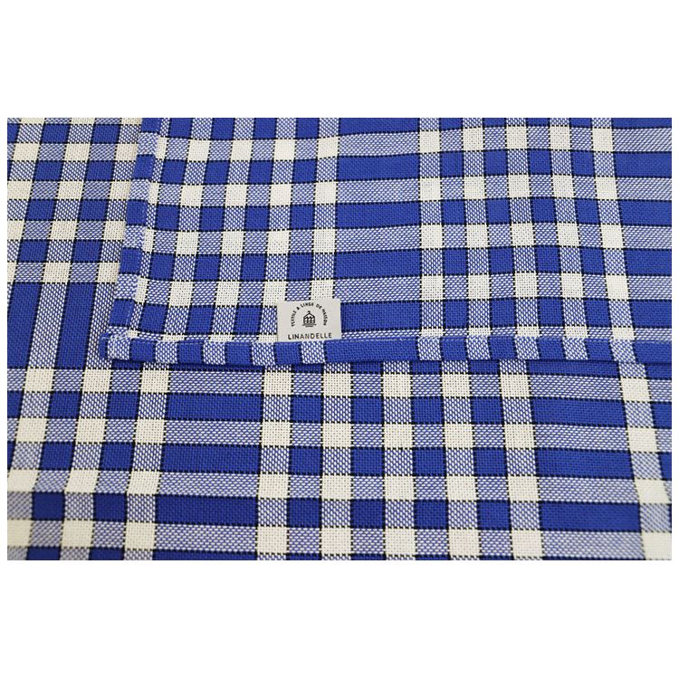 tissu à nappe coton carreaux normands bleus et blancs