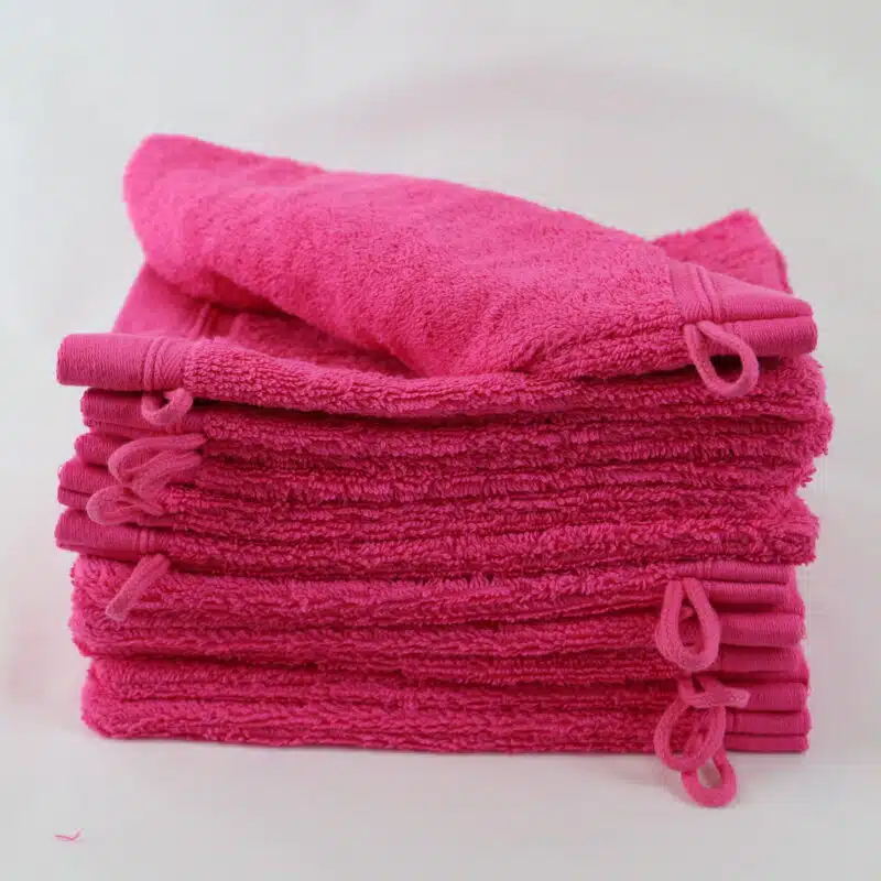 Lot de 12 gants de toilette rose fuchsia