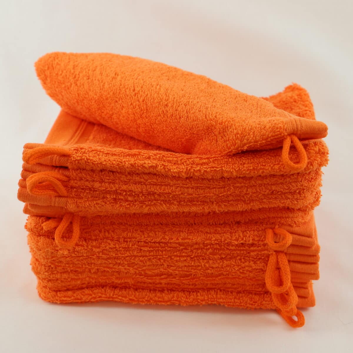 Lot de 12 gants de toilette boulette orange
