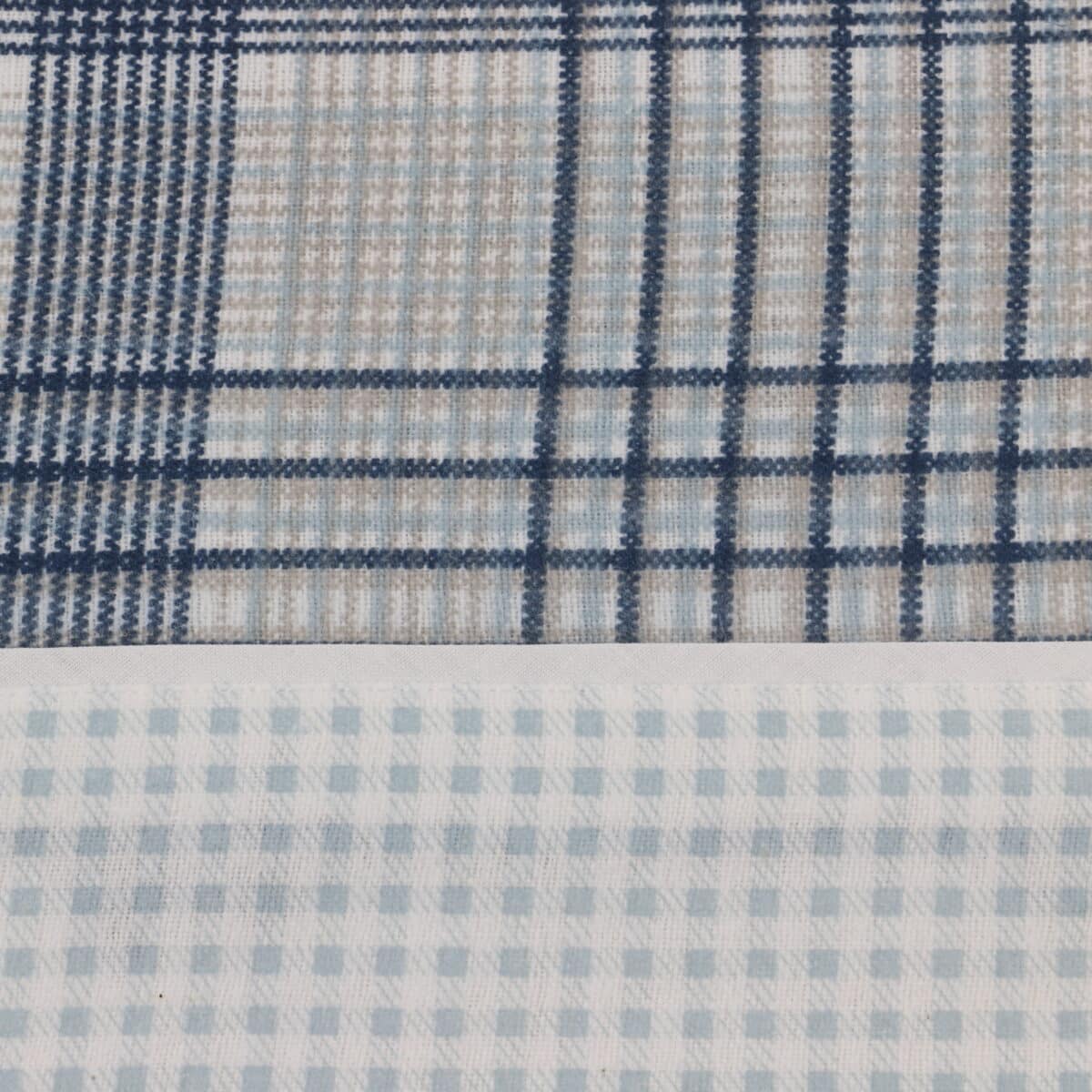 parure draps flanelle topazio bleu et grise detail