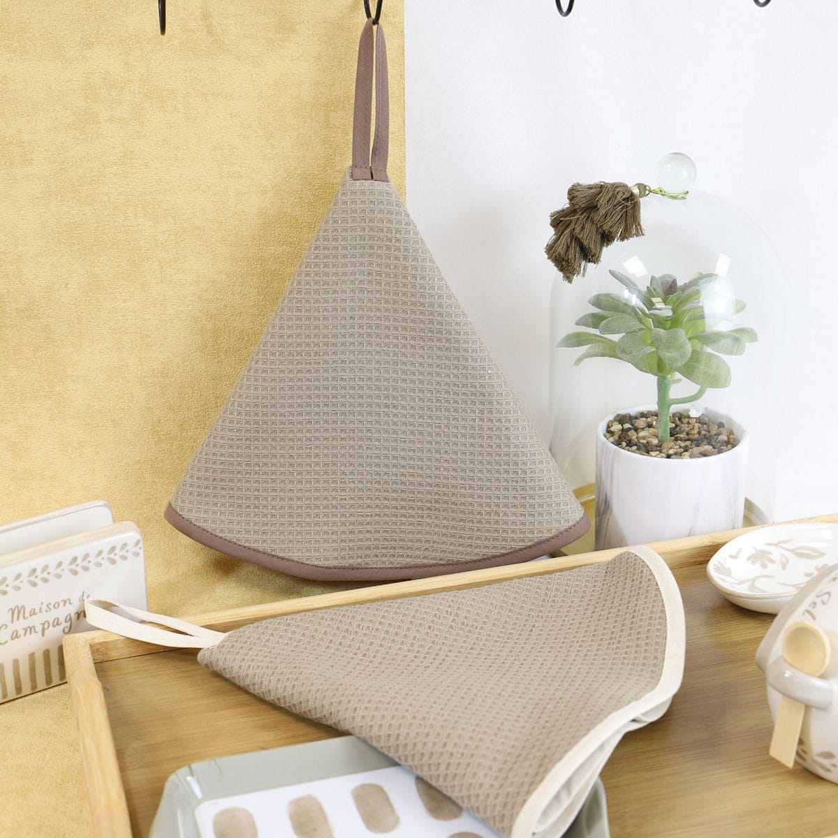 Lot de 2 essuies mains rond  nid d'éponge 450gr AMBIANCE