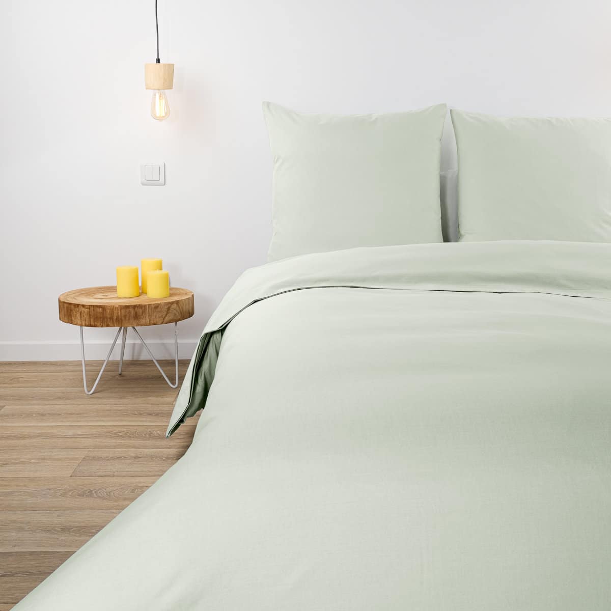 housse de couette coton polyester AISANCE vert tilleul