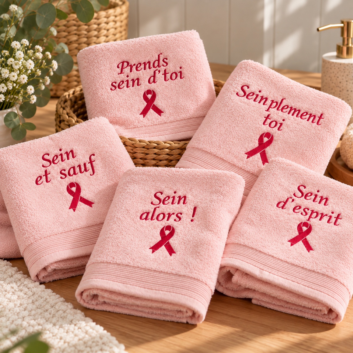Vue d'ensemble des 5 messages personnalisés pour Octobre rose
