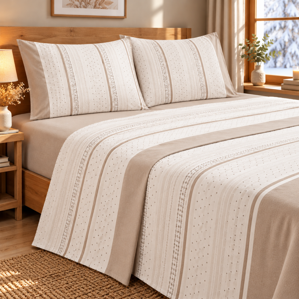 Parure drap de lit en coton flanelle 57 fils imprimé BERLIN