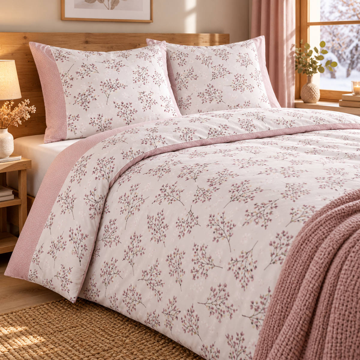 Parure housse de couette coton flanelle 57 fils imprimé ROMA