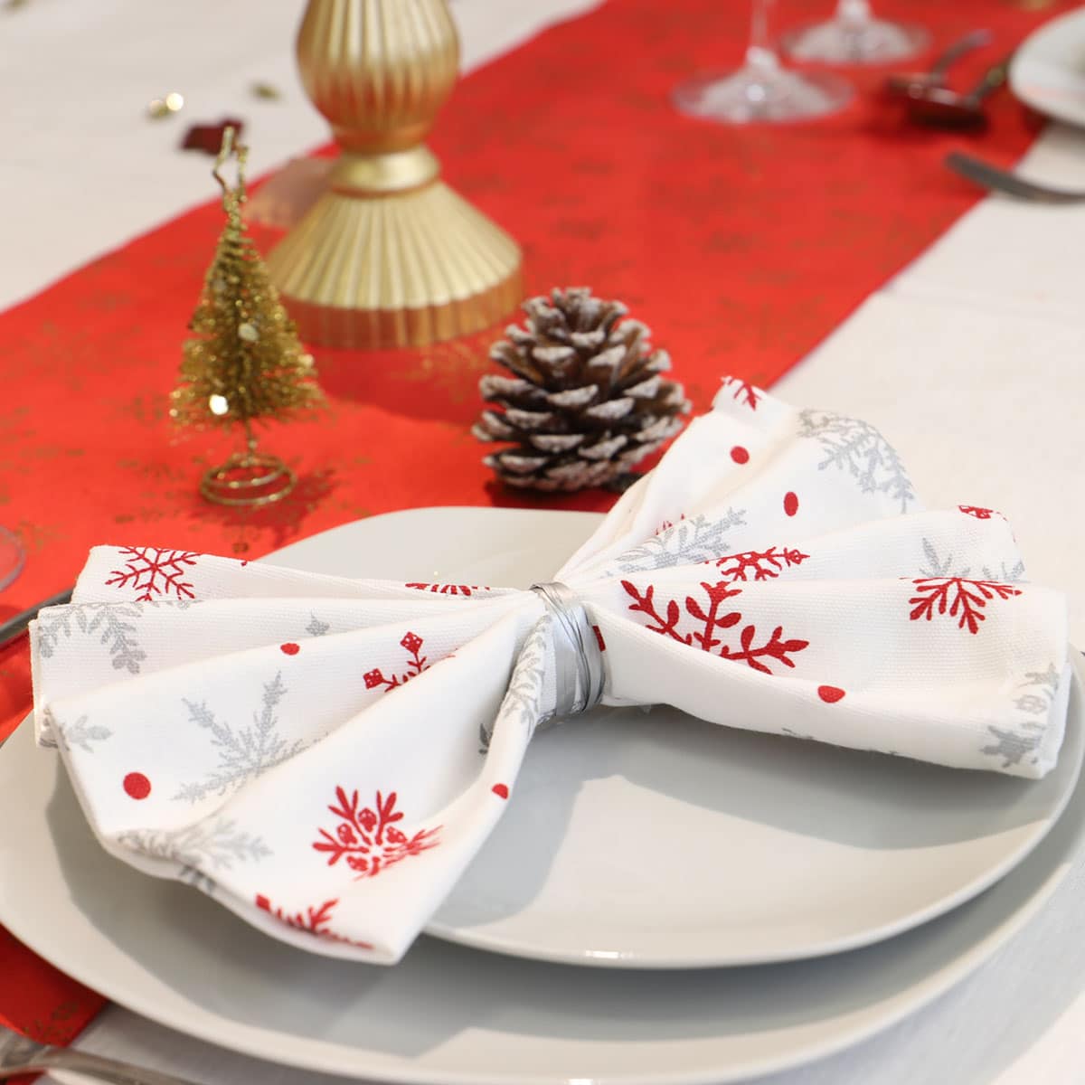 Lot de serviettes de table coton imprimés FLOCON