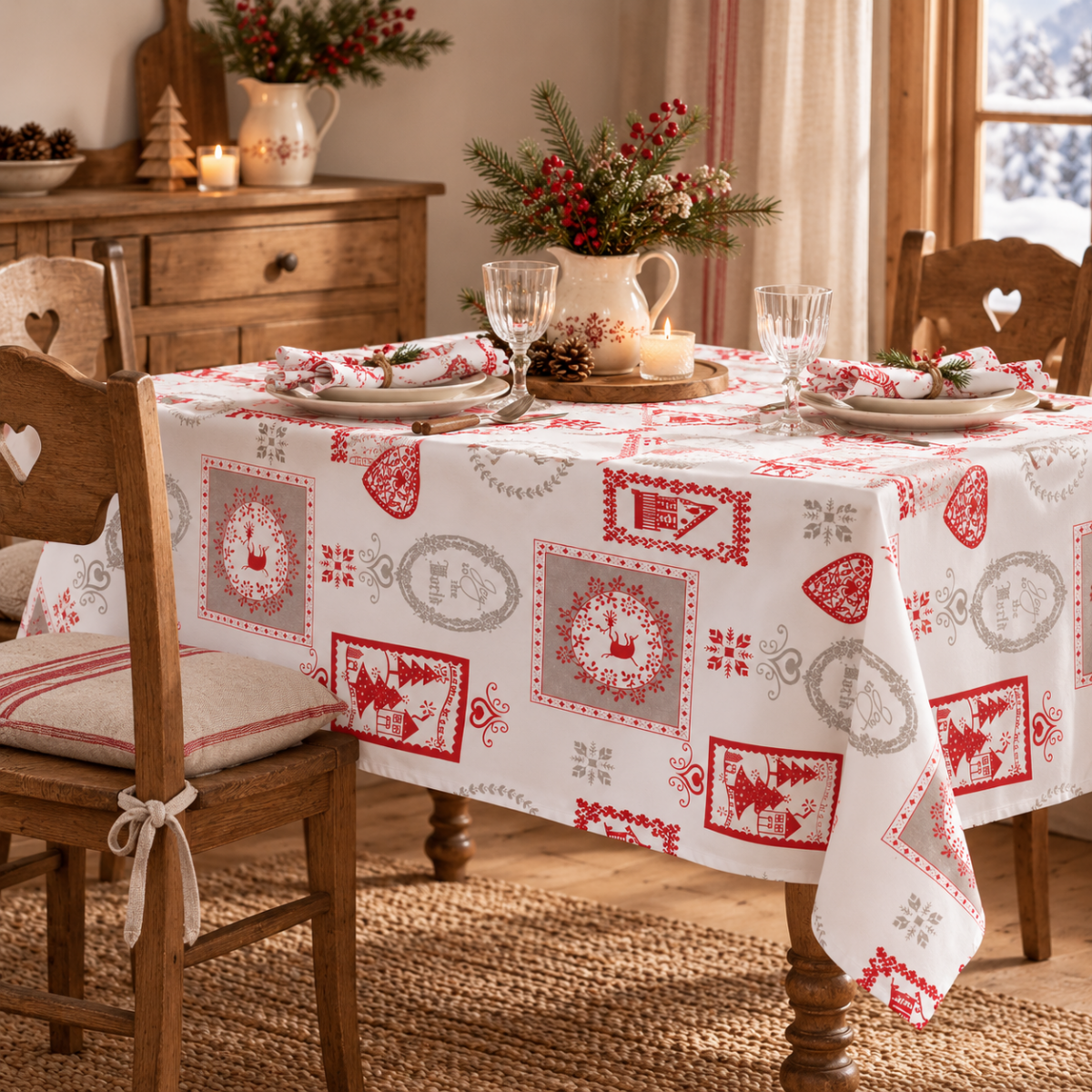 Nappe en coton WINTER – Esprit chalet montagne