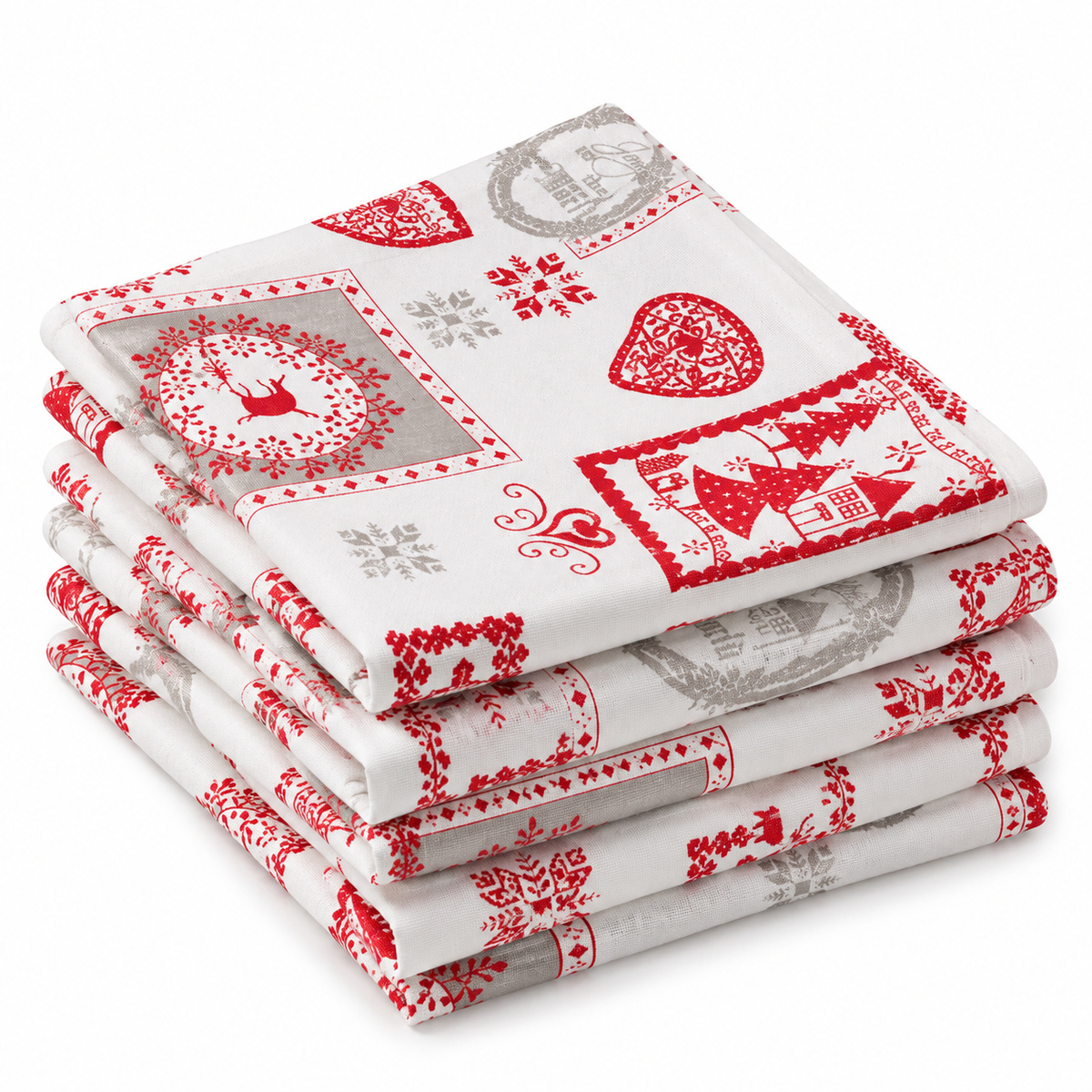 Lot de 6 serviettes de table coton -chalet montagne WINTER - Lot de 6