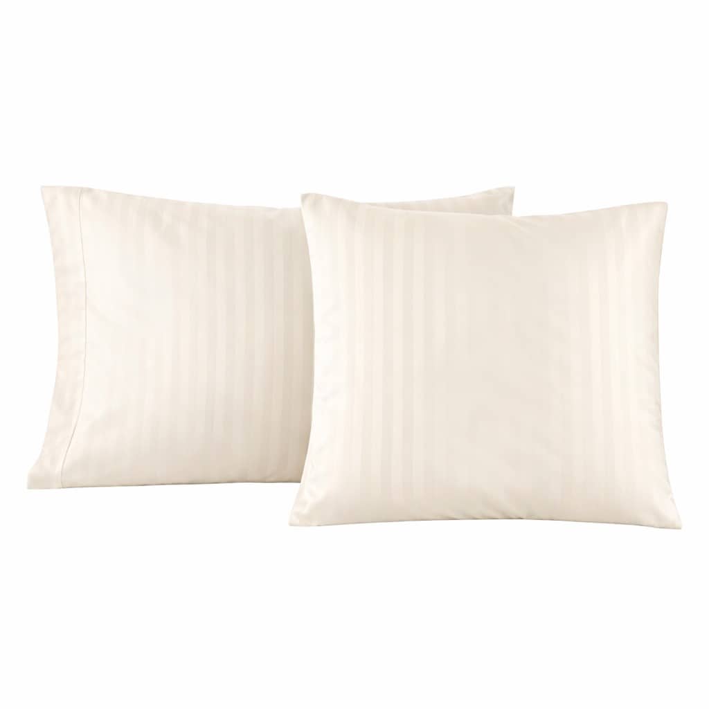 Lot de 2 taies d'oreillers coton bandes satin MIRAGE