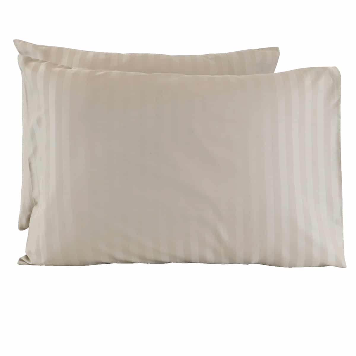 Lot de 2 taies d'oreillers coton bandes satin MIRAGE