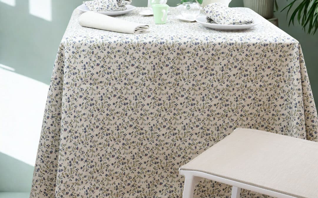 Nappe coton lin naturel FLORALIE