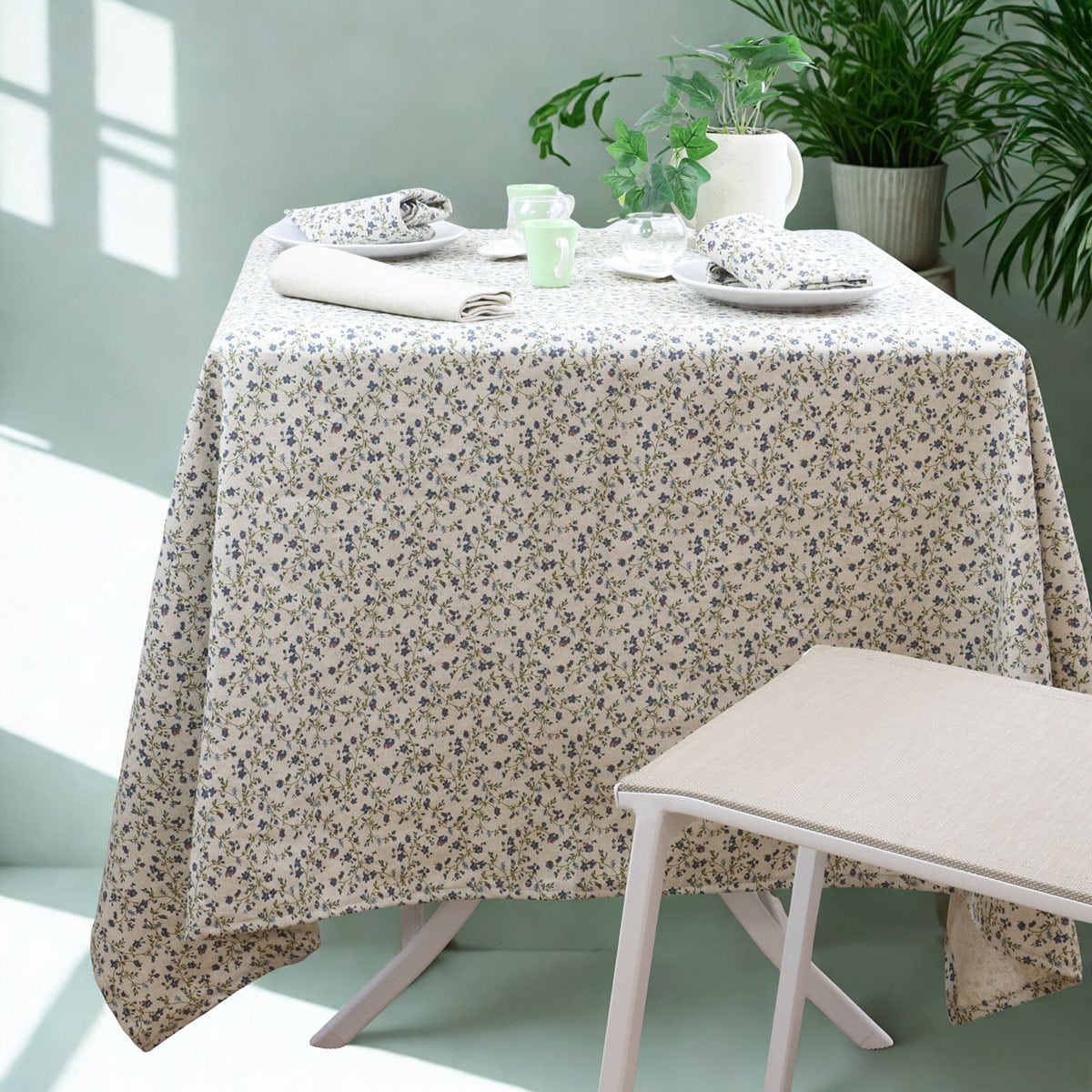 Nappe coton lin naturel FLORALIE