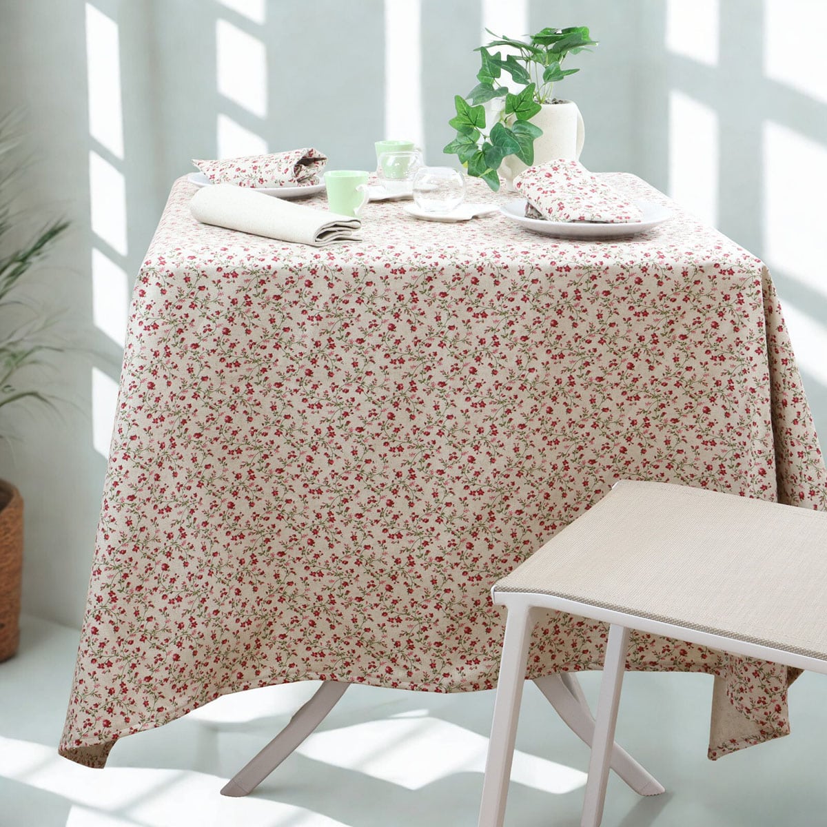 Nappe coton lin naturel FLORALIE