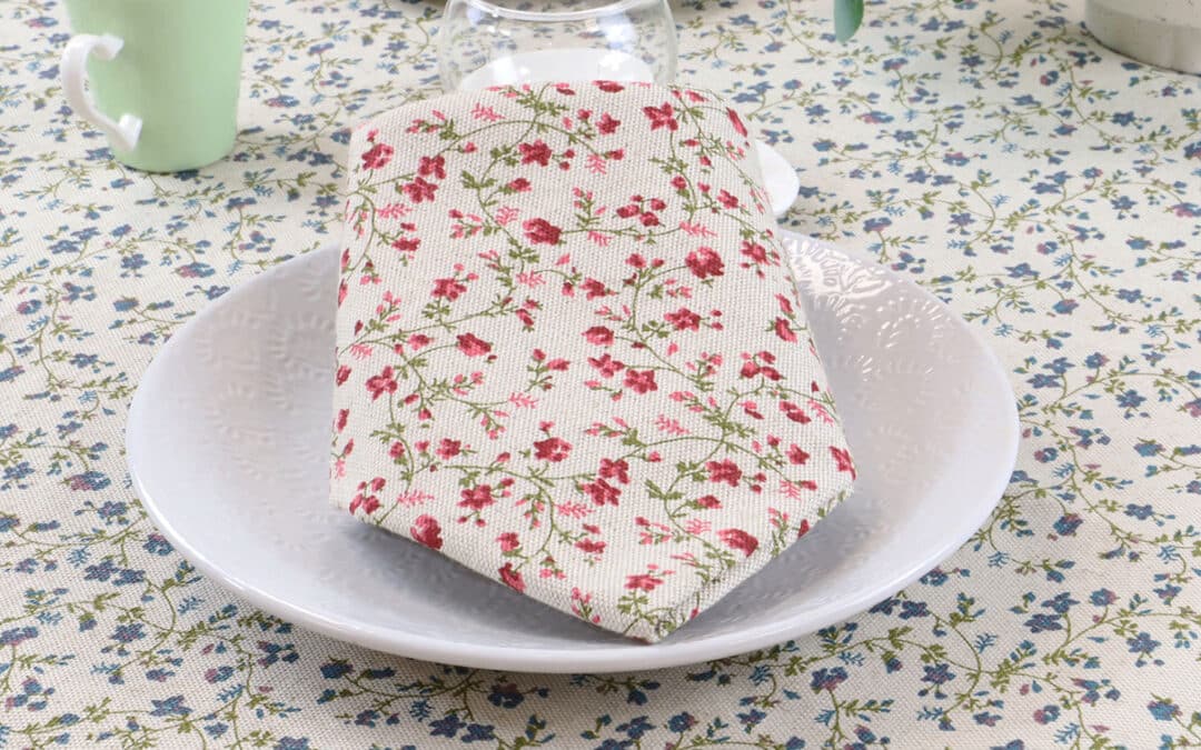 Lot de 6 serviettes de table coton lin FLORALIE
