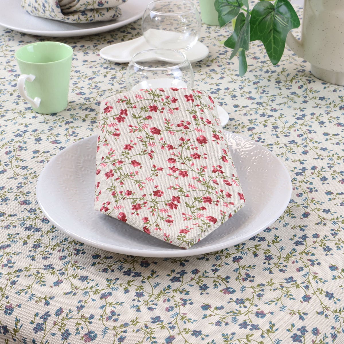 Lot de 6 serviettes de table coton lin FLORALIE
