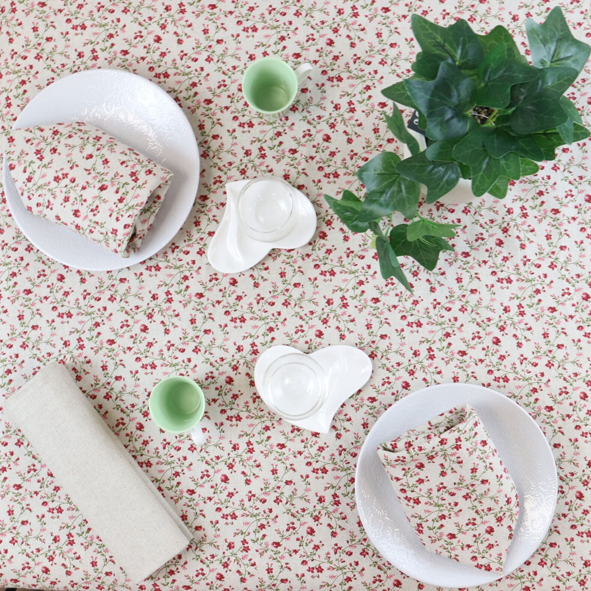 Nappe coton lin naturel FLORALIE