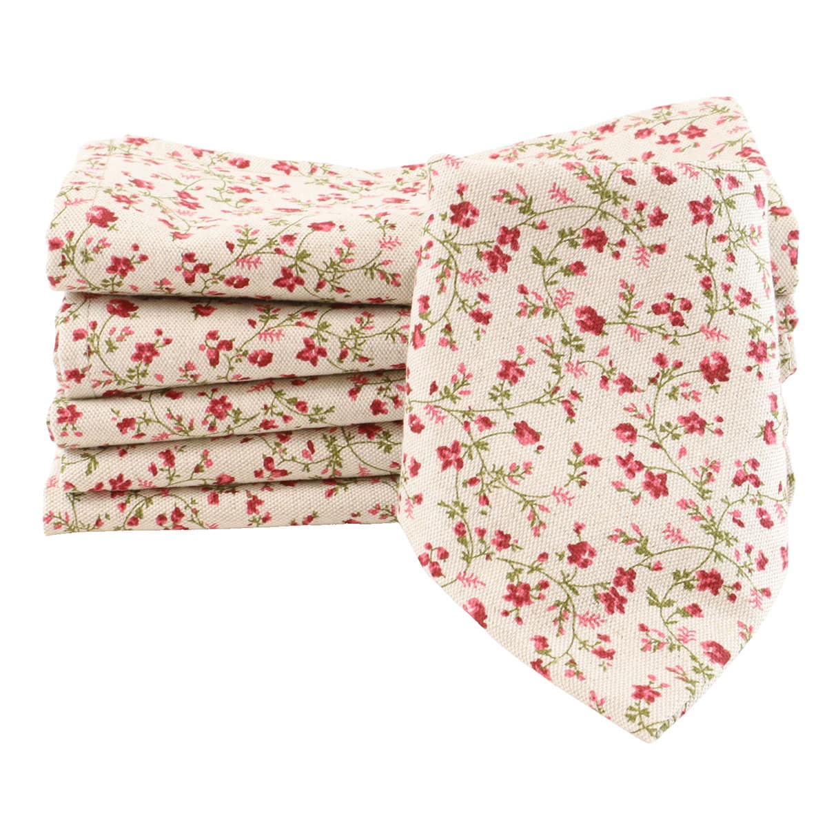 Lot de 6 serviettes de table coton lin FLORALIE