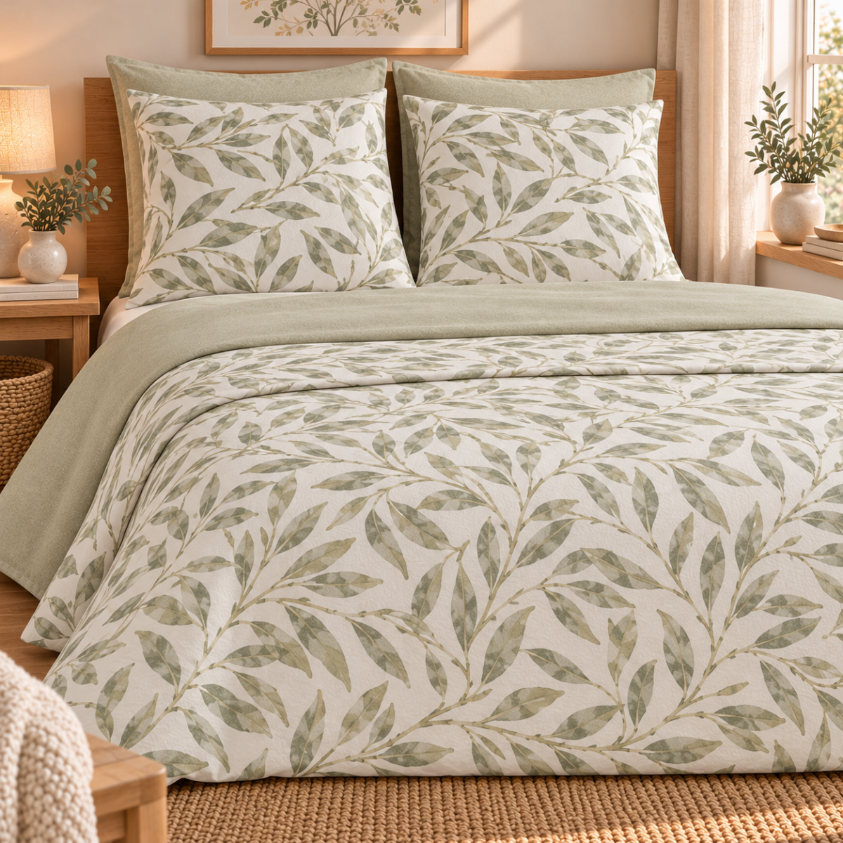 Parure drap de lit en coton flanelle 57 fils imprimé INDICO