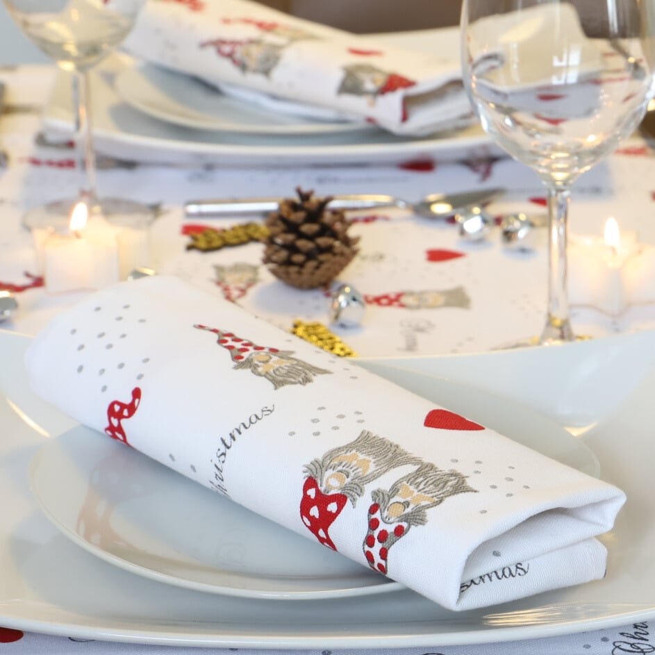 Lot de serviettes de table coton imprimés LUTIN