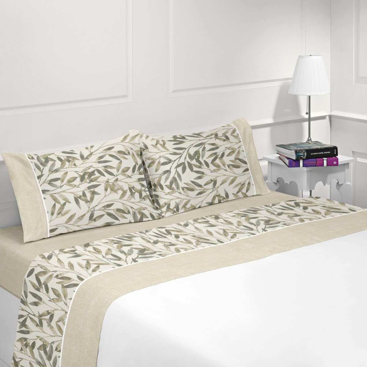 Parure drap de lit en coton flanelle 57 fils imprimé INDICO