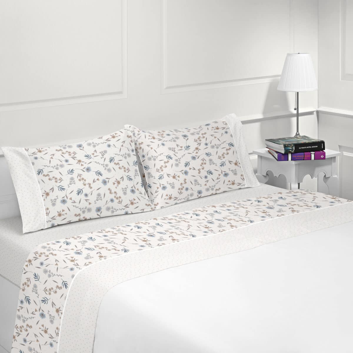 Parure drap de lit en coton flanelle 57 fils imprimé MEDITERRANEAO