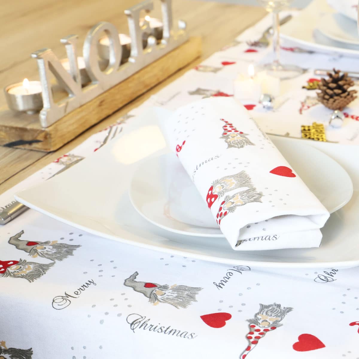Lot de serviettes de table coton imprimés LUTIN – Image 3