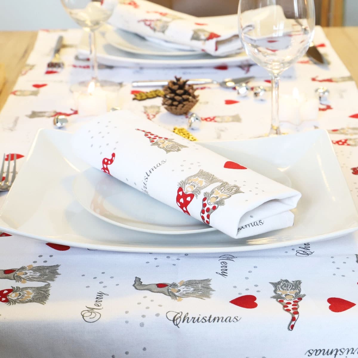 Lot de serviettes de table coton imprimés LUTIN