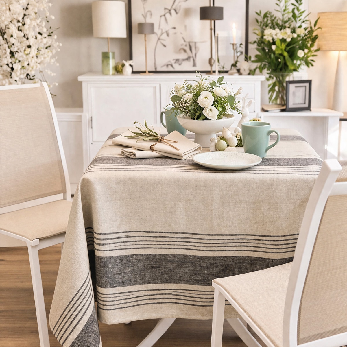 nappe-lin-rayure-napoli-linandelle-printemps nappe 100% lin à rayures