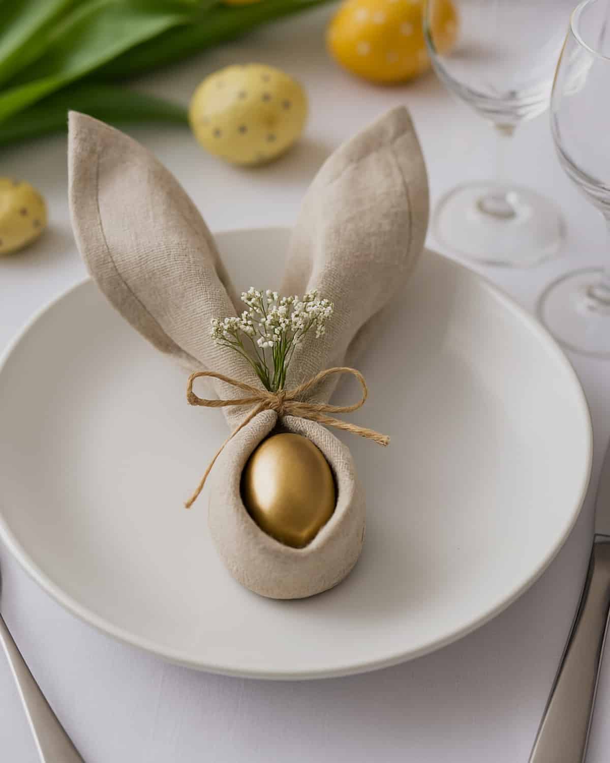 pliage de serviette de table en forme de lapin, spécial Pâques