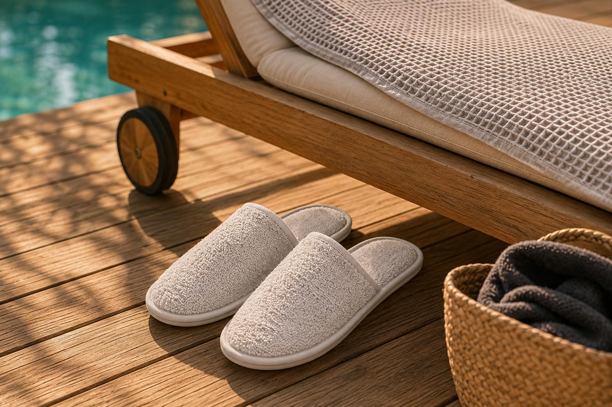 Chaussons de bain en coton éponge gris clair pour la fête des pères 