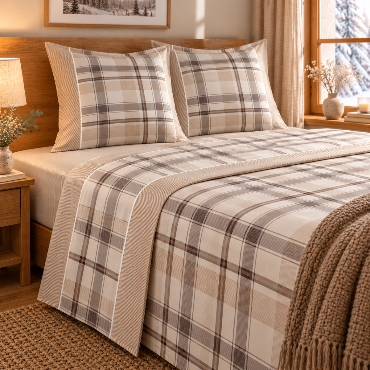 Parure drap de lit en coton flanelle 57 fils imprimé  BOLOGNE