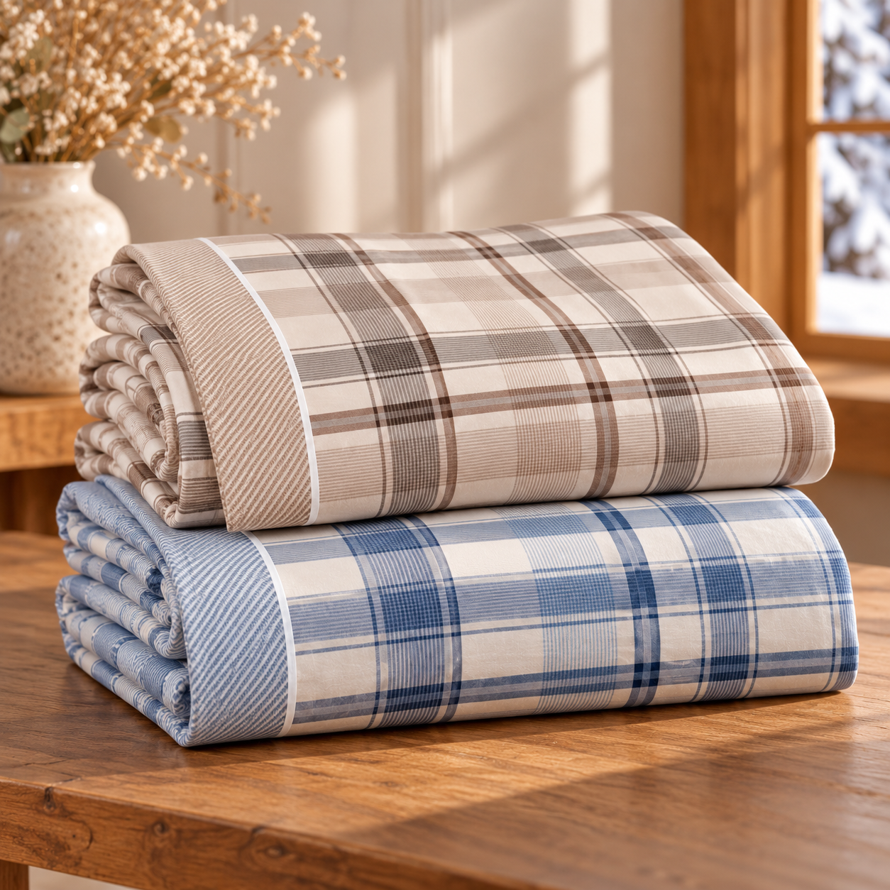 Parure drap de lit en coton flanelle 57 fils imprimé BOLOGNE – Image 2