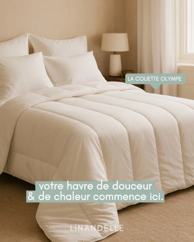 La couette qui transforme vos nuits 😴
Confort enveloppant, chaleur idéale, douceur irrésistible.

La couette Olympe 550g est pensée pour des nuits d’hiver paisibles et réconfortantes.

❄️ Dormez bien, dormez au chaud.
🤍 Disponible dès maintenant sur notre e-shop

--

Linandelle — créateur de linge de maison depuis plus de 40 ans.
Tissus naturels et durables : lin, coton, nid d’abeille, éponge…

Collections 100% françaises et portugaises : draps, housses de couette, torchons, plaids, serviettes, tote bags… Pensées pour le confort, le style et la maison. 🌿

Made in France — Linge de maison — Lin & coton naturel — Textile durable — Décoration intérieure — Confort & bien-être — Maison cocooning — Ambiance chaleureuse — Plaids & couettes — Art de vivre